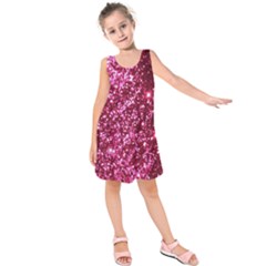 Pink Glitter Kids  Sleeveless Dress by Amaryn4rt