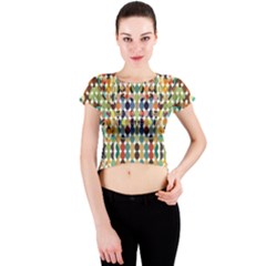 Retro Pattern Abstract Crew Neck Crop Top