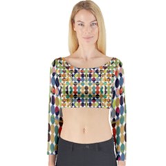 Retro Pattern Abstract Long Sleeve Crop Top