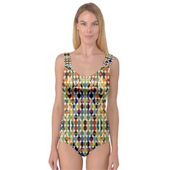 Retro Pattern Abstract Princess Tank Leotard 