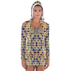 Retro Pattern Abstract Women s Long Sleeve Hooded T-shirt