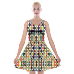 Retro Pattern Abstract Velvet Skater Dress