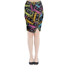 Type Pattern Midi Wrap Pencil Skirt