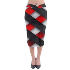 Red Textured Midi Pencil Skirt by Amaryn4rt