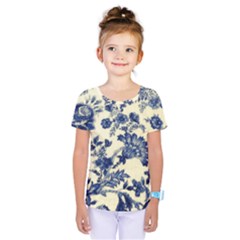 Vintage Blue Drawings On Fabric Kids  One Piece Tee