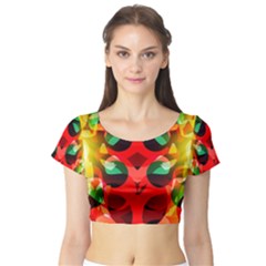 Abstract Digital Design Short Sleeve Crop Top (tight Fit) by Amaryn4rt