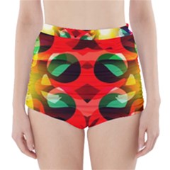 Abstract Digital Design High-waisted Bikini Bottoms