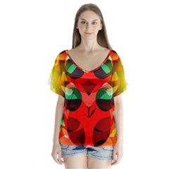 Abstract Digital Design Flutter Sleeve Top