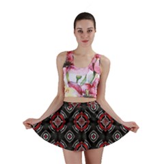 Abstract Black And Red Pattern Mini Skirt