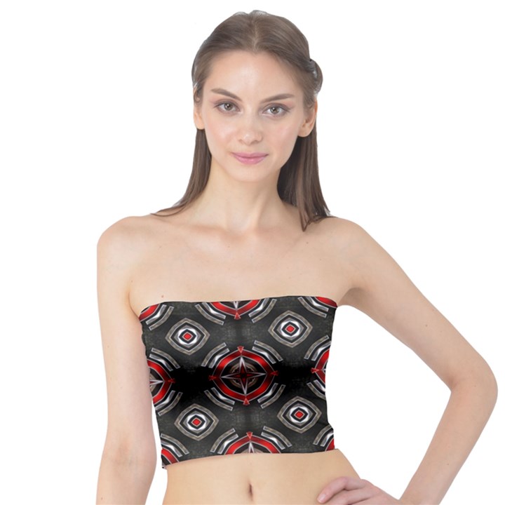 Abstract Black And Red Pattern Tube Top