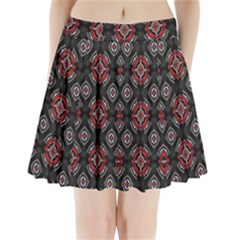 Abstract Black And Red Pattern Pleated Mini Skirt