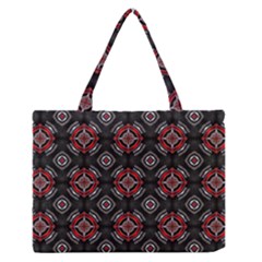 Abstract Black And Red Pattern Medium Zipper Tote Bag