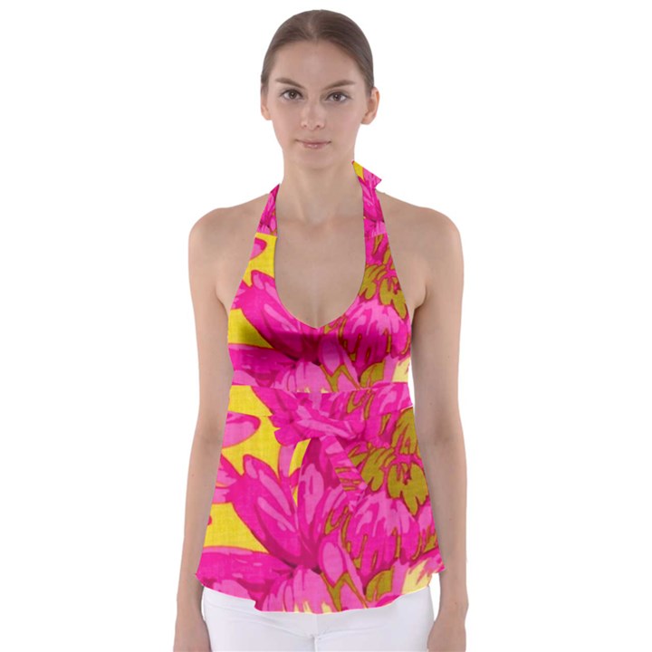 Cute pink flower Babydoll Tankini Top