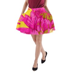 Cute Pink Flower A-line Pocket Skirt by Brittlevirginclothing