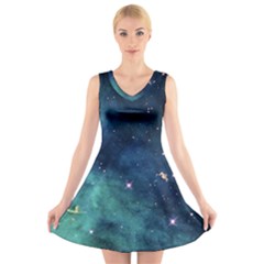 Space V-neck Sleeveless Skater Dress by Brittlevirginclothing