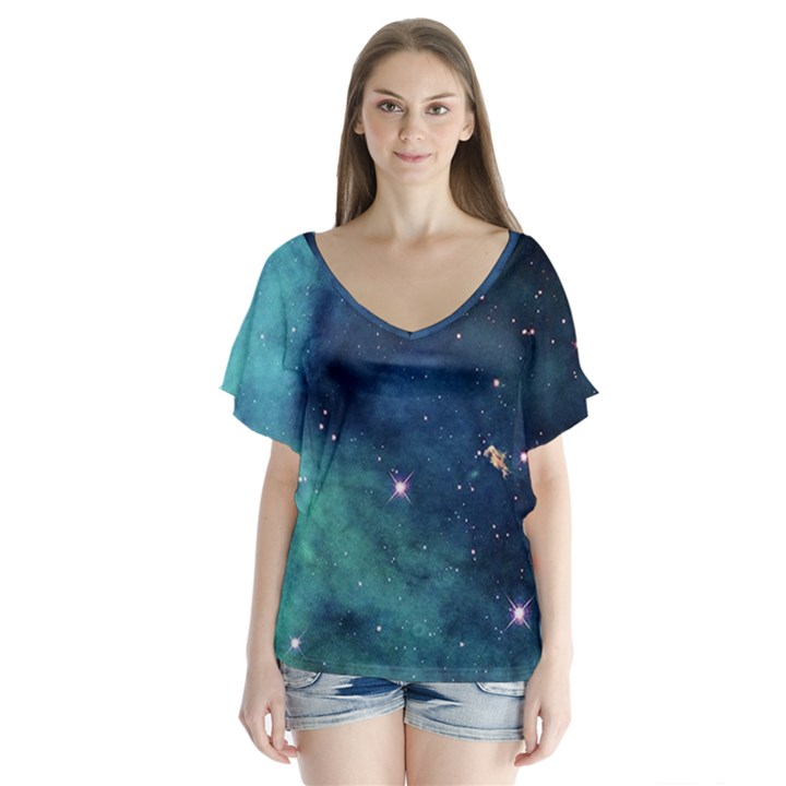 Space Flutter Sleeve Top