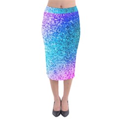 Rainbow Sparkles Velvet Midi Pencil Skirt by Brittlevirginclothing