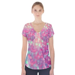 Colorful Sparkles Short Sleeve Front Detail Top by Brittlevirginclothing