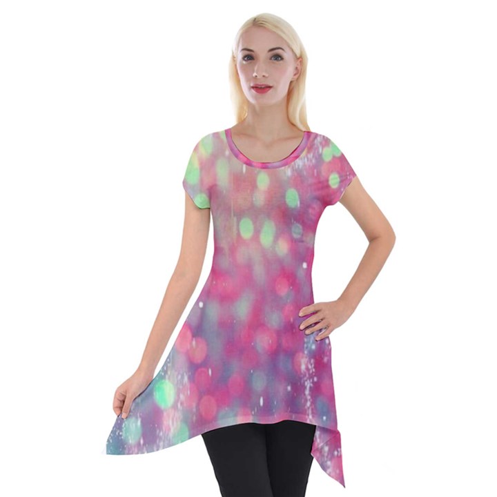 Colorful sparkles Short Sleeve Side Drop Tunic