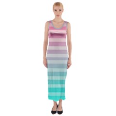 Colorful Vertical Lines Fitted Maxi Dress by Brittlevirginclothing