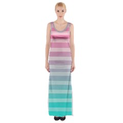 Colorful Vertical Lines Maxi Thigh Split Dress