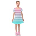 Colorful vertical lines Kids  Short Sleeve Velvet Dress View1