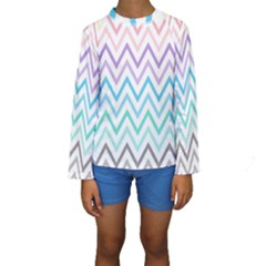 Colorful Wavy Lines Kids  Long Sleeve Swimwear