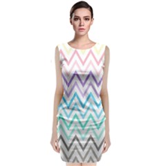 Colorful Wavy Lines Classic Sleeveless Midi Dress