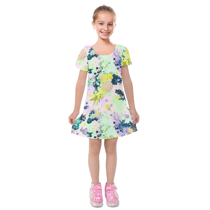 Paint Kids  Short Sleeve Velvet Dress