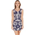 Deep blue flower Sleeveless Bodycon Dress View1