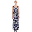 Deep blue flower Maxi Thigh Split Dress View1