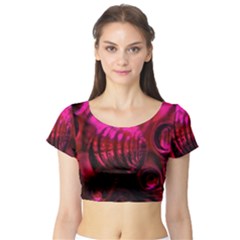 Abstract Bubble Background Short Sleeve Crop Top (tight Fit)