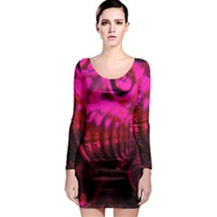 Abstract Bubble Background Long Sleeve Bodycon Dress