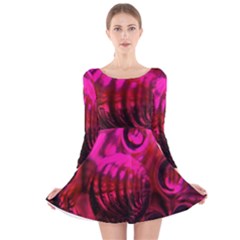 Abstract Bubble Background Long Sleeve Velvet Skater Dress