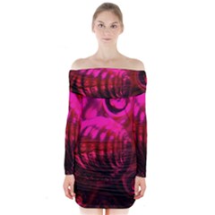 Abstract Bubble Background Long Sleeve Off Shoulder Dress