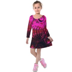 Abstract Bubble Background Kids  Long Sleeve Velvet Dress