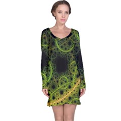 Abstract Circles Yellow Black Long Sleeve Nightdress