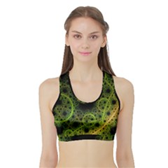 Abstract Circles Yellow Black Sports Bra With Border