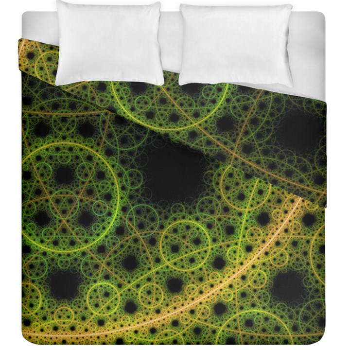 Abstract Circles Yellow Black Duvet Cover Double Side (King Size)