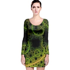 Abstract Circles Yellow Black Long Sleeve Velvet Bodycon Dress by Amaryn4rt