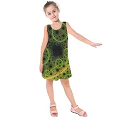 Abstract Circles Yellow Black Kids  Sleeveless Dress