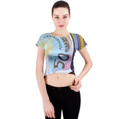 Abstract Currency Background Crew Neck Crop Top by Amaryn4rt