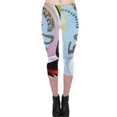 Abstract Currency Background Capri Leggings 