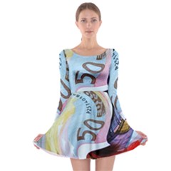 Abstract Currency Background Long Sleeve Skater Dress by Amaryn4rt