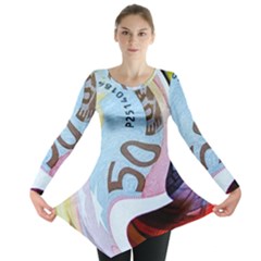 Abstract Currency Background Long Sleeve Tunic 