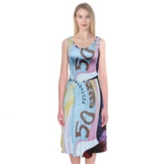 Abstract Currency Background Midi Sleeveless Dress