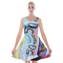 Abstract Currency Background Velvet Skater Dress