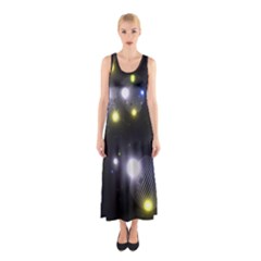 Abstract Dark Spheres Psy Trance Sleeveless Maxi Dress