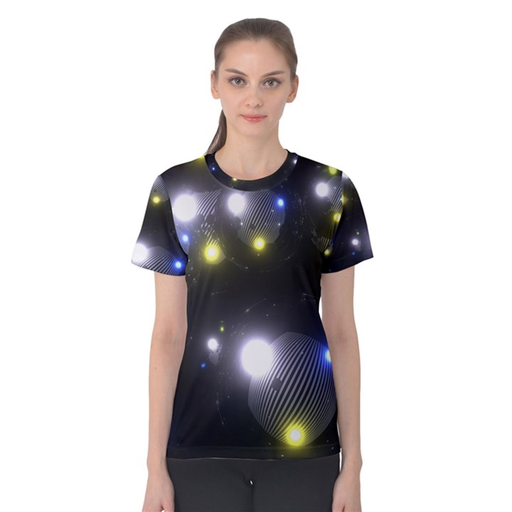 Abstract Dark Spheres Psy Trance Women s Cotton Tee