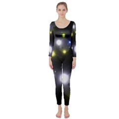 Abstract Dark Spheres Psy Trance Long Sleeve Catsuit